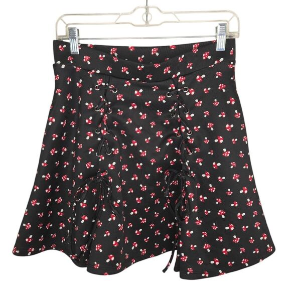 Hot Topic Red Mushroom Lace-Up Skirt MEDIUM - Picture 2 of 7